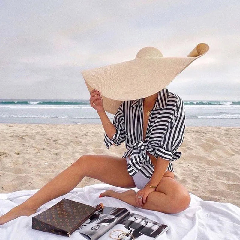 Solina Oversized Wide-Brim Raffia Sun Hat – Luxury Beach Hat