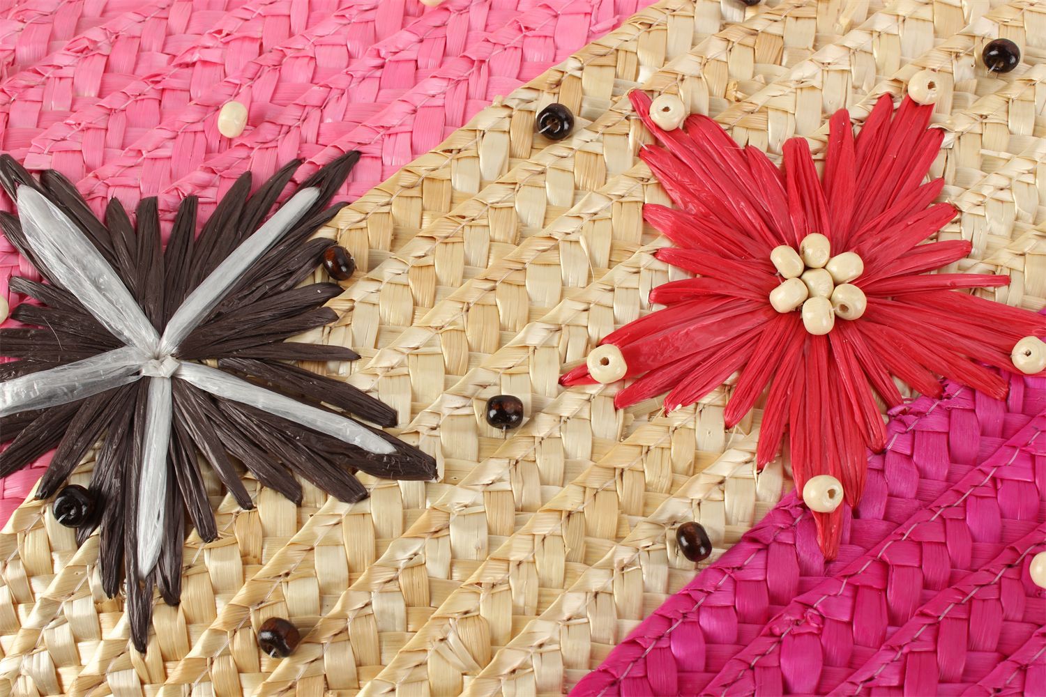 Fiesta Colorblock Raffia Tote