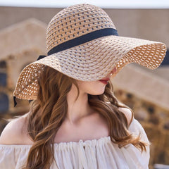 Aurora Open-Weave Raffia Sun Hat – Wide Brim Breathable Summer Hat