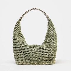 Sage Loop Hobo – Handwoven Raffia Shoulder Bag with Sculpted Handle