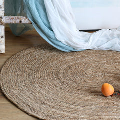 Naturra Oval Raffia Rug – Handwoven Natural Fiber Floor Mat