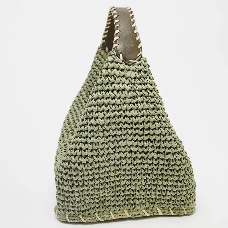 Sage Loop Hobo – Handwoven Raffia Shoulder Bag with Sculpted Handle