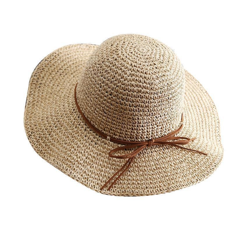 Solea Floppy Raffia Sun Hat – Handwoven Wide Brim Hat with Leather Tie