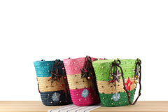Fiesta Colorblock Raffia Tote