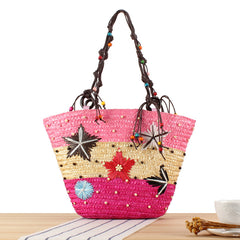 Fiesta Colorblock Raffia Tote