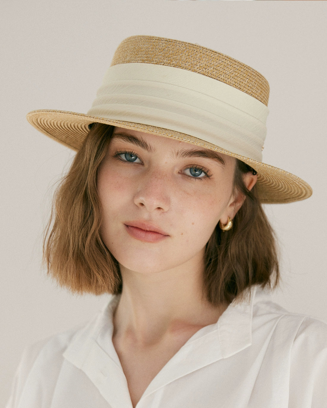 Clemence Raffia Boater Hat