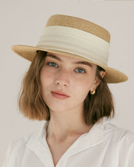 Clemence Raffia Boater Hat