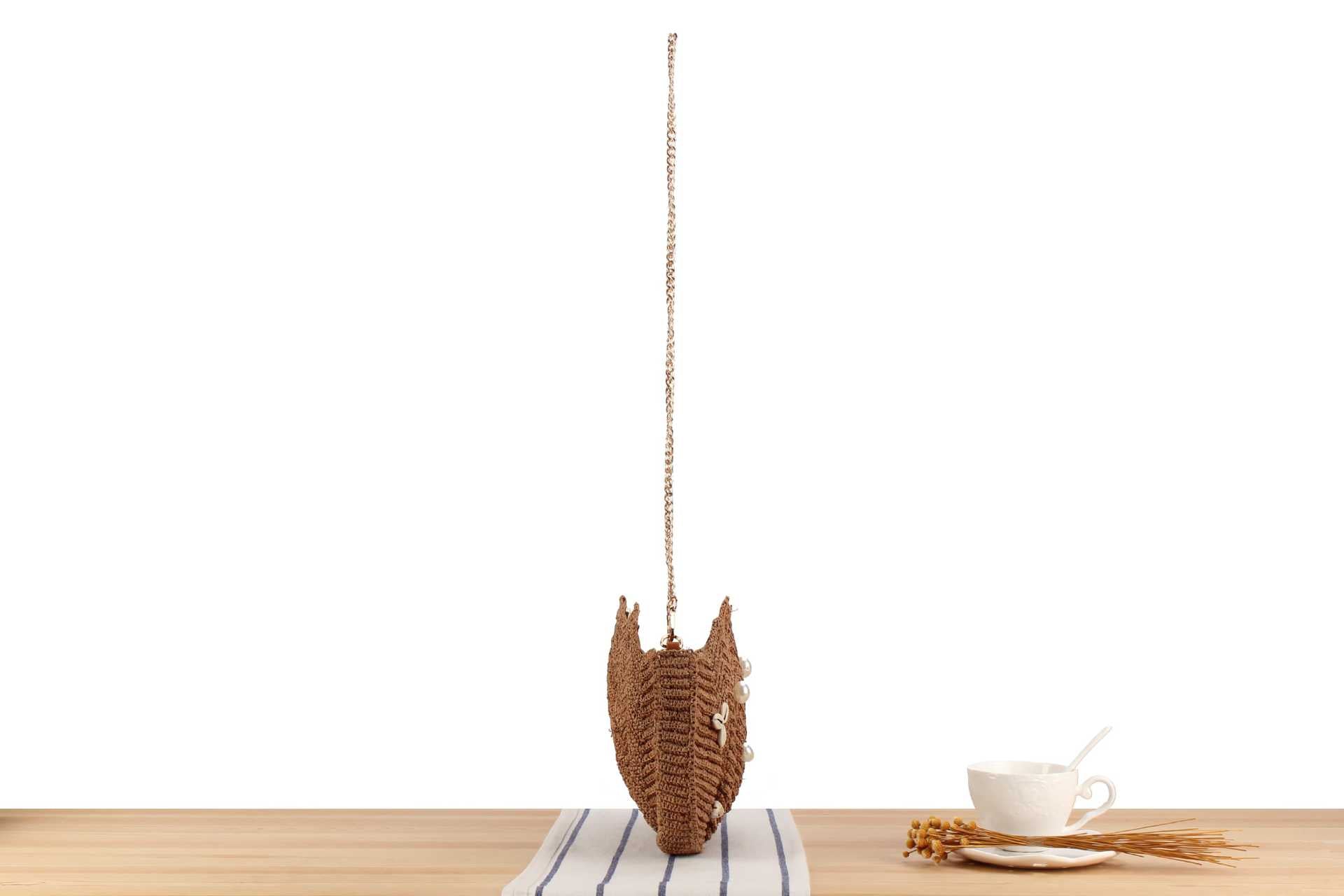 Marina Shell Raffia Bag – Handwoven Straw Beach Bag Clutch with Pearls and Cowrie Shells