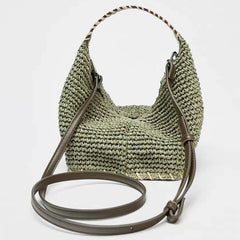 Sage Loop Hobo – Handwoven Raffia Shoulder Bag with Sculpted Handle