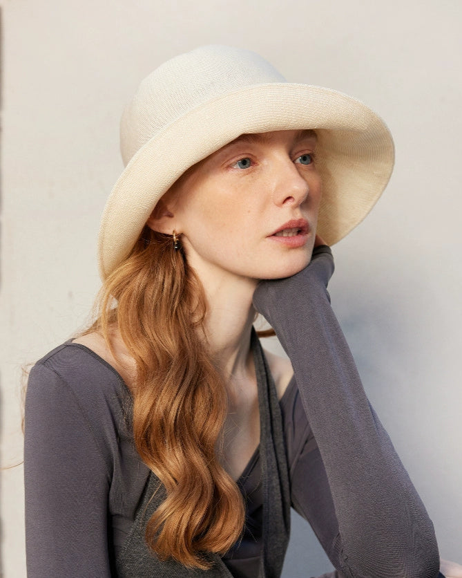 Silk Blend Wide Brim Sun Hat – Elegant Summer Bucket Hat for Women