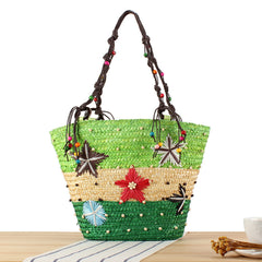 Fiesta Colorblock Raffia Tote