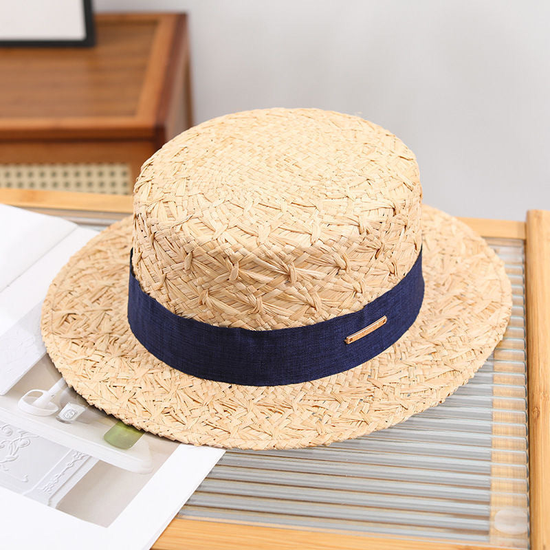 Riviera Classic Boater Hat – Handwoven Straw Hat with Wide Ribbon Band