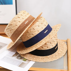 Riviera Classic Boater Hat – Handwoven Straw Hat with Wide Ribbon Band
