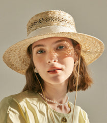 Elise Raffia Boater Hat