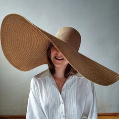 Solina Oversized Wide-Brim Raffia Sun Hat – Luxury Beach Hat